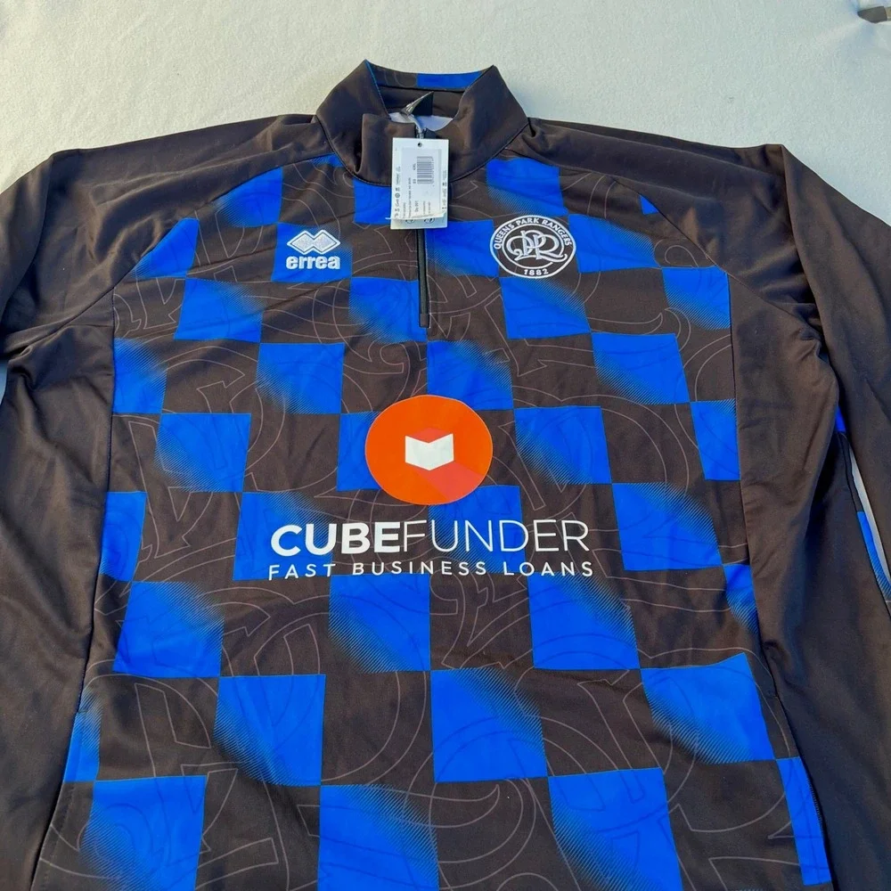 Errea Queens Park Rangers QPR Match‎ Day 1/4 Zip Training Top Black Blue 4XL NEW